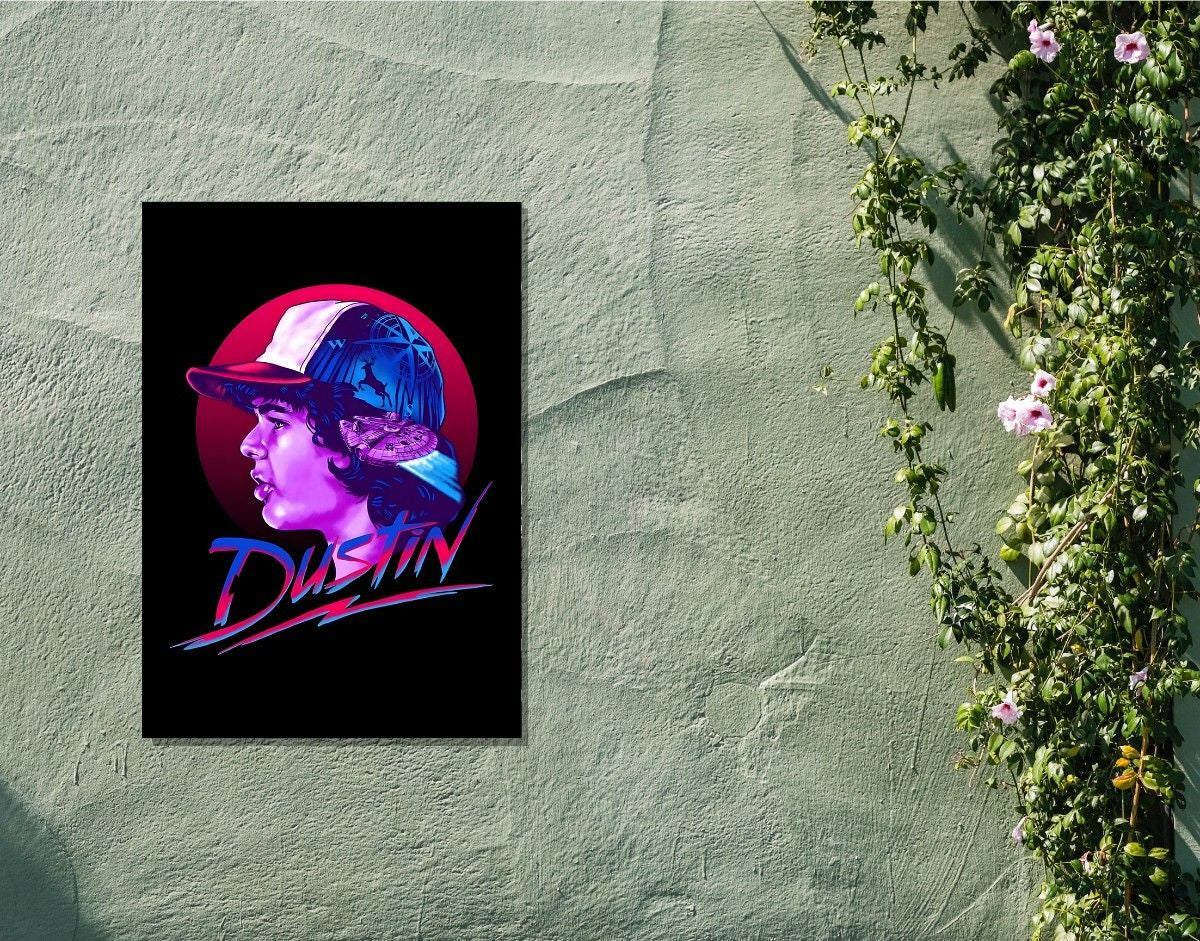 "DUSTIN HENDERSON - STRANGER THINGS" -Shiny & Sturdy Metallic Poster Art That Pops & Sticks