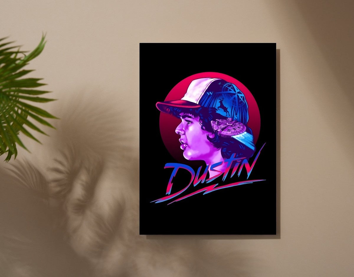 "DUSTIN HENDERSON - STRANGER THINGS" -Shiny & Sturdy Metallic Poster Art That Pops & Sticks