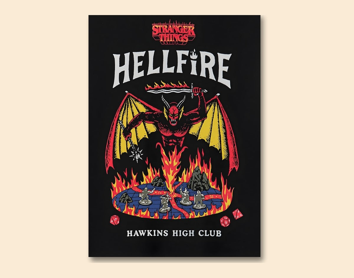 "HELLFIRE HIGH CLUB - STRANGER THINGS " -Shiny & Sturdy Metallic Poster Art That Pops & Sticks