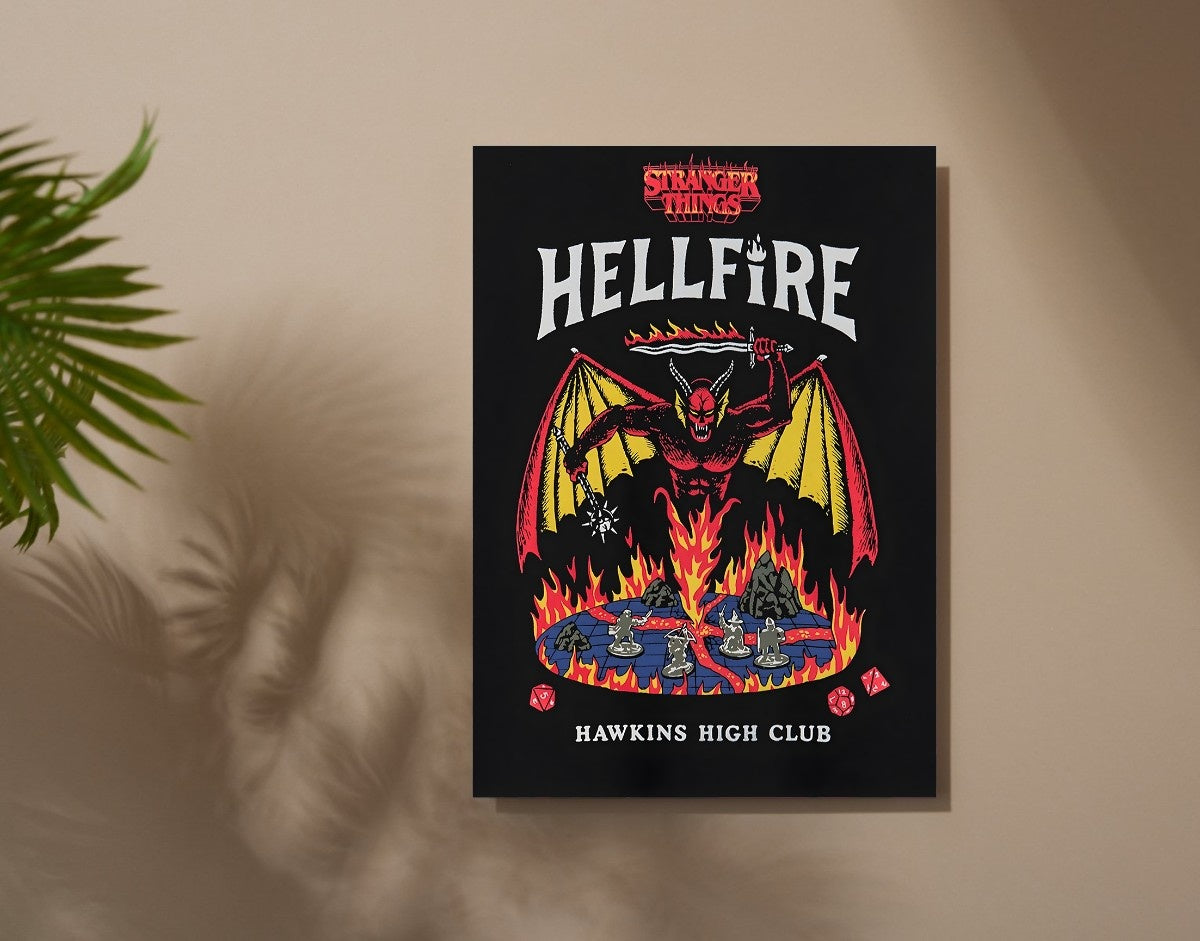 "HELLFIRE HIGH CLUB - STRANGER THINGS " -Shiny & Sturdy Metallic Poster Art That Pops & Sticks