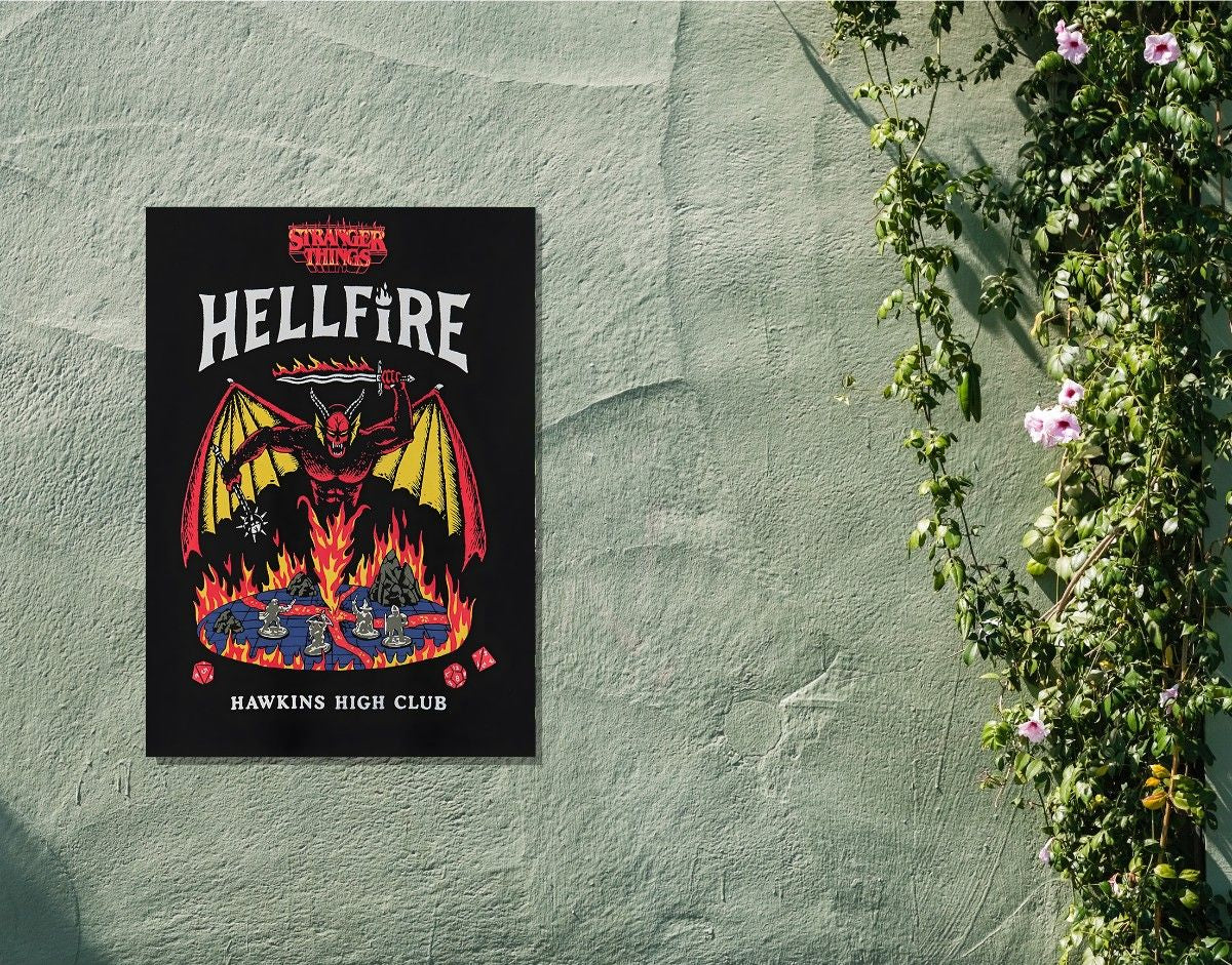 "HELLFIRE HIGH CLUB - STRANGER THINGS " -Shiny & Sturdy Metallic Poster Art That Pops & Sticks