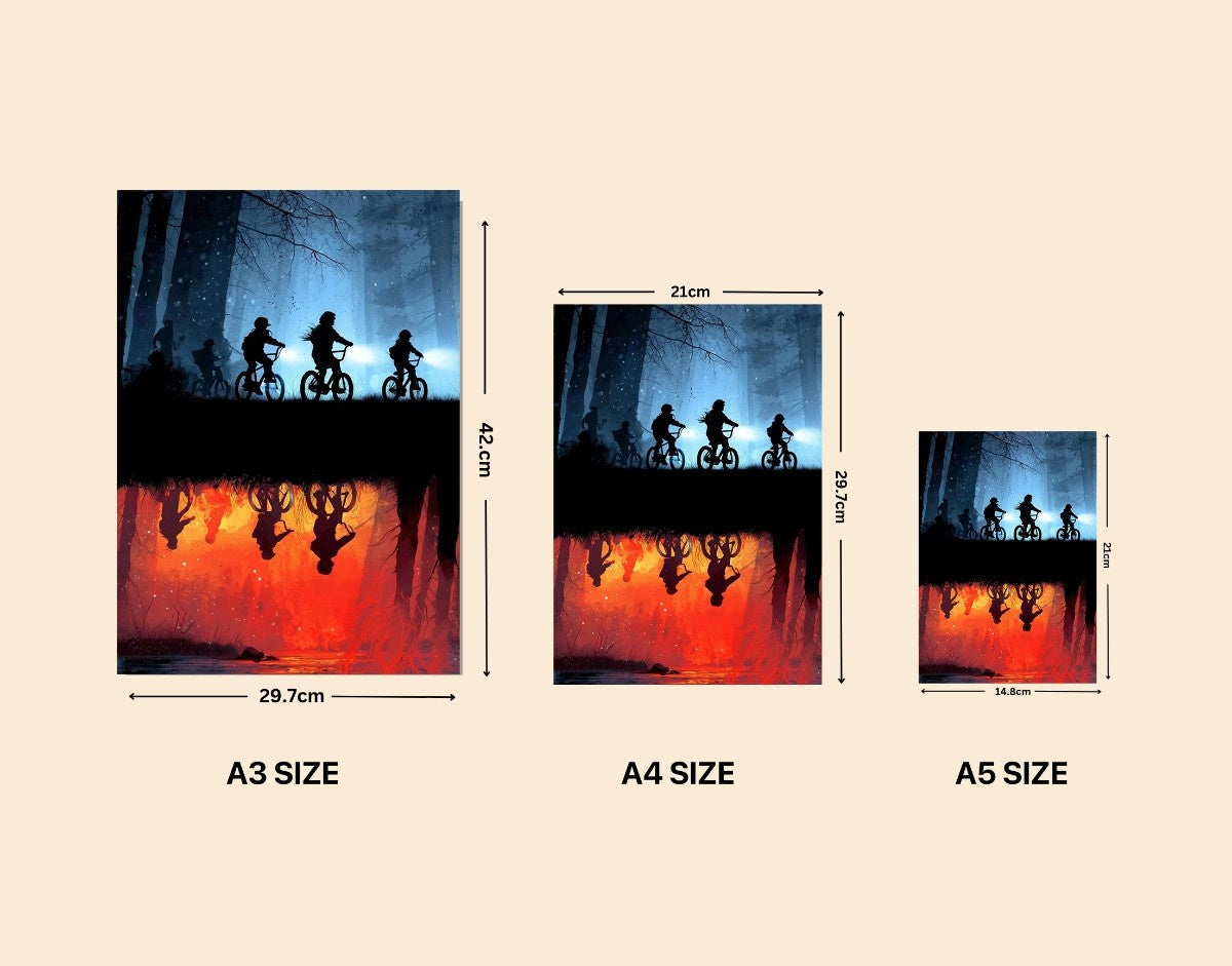 "UPSIDE DOWN - STRANGER THINGS" -Shiny & Sturdy Metallic Poster Art That Pops & Sticks