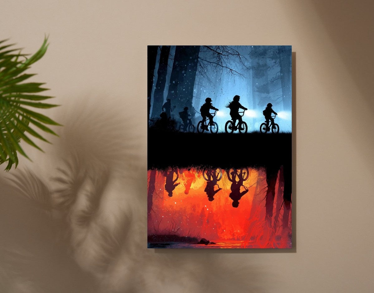 "UPSIDE DOWN - STRANGER THINGS" -Shiny & Sturdy Metallic Poster Art That Pops & Sticks