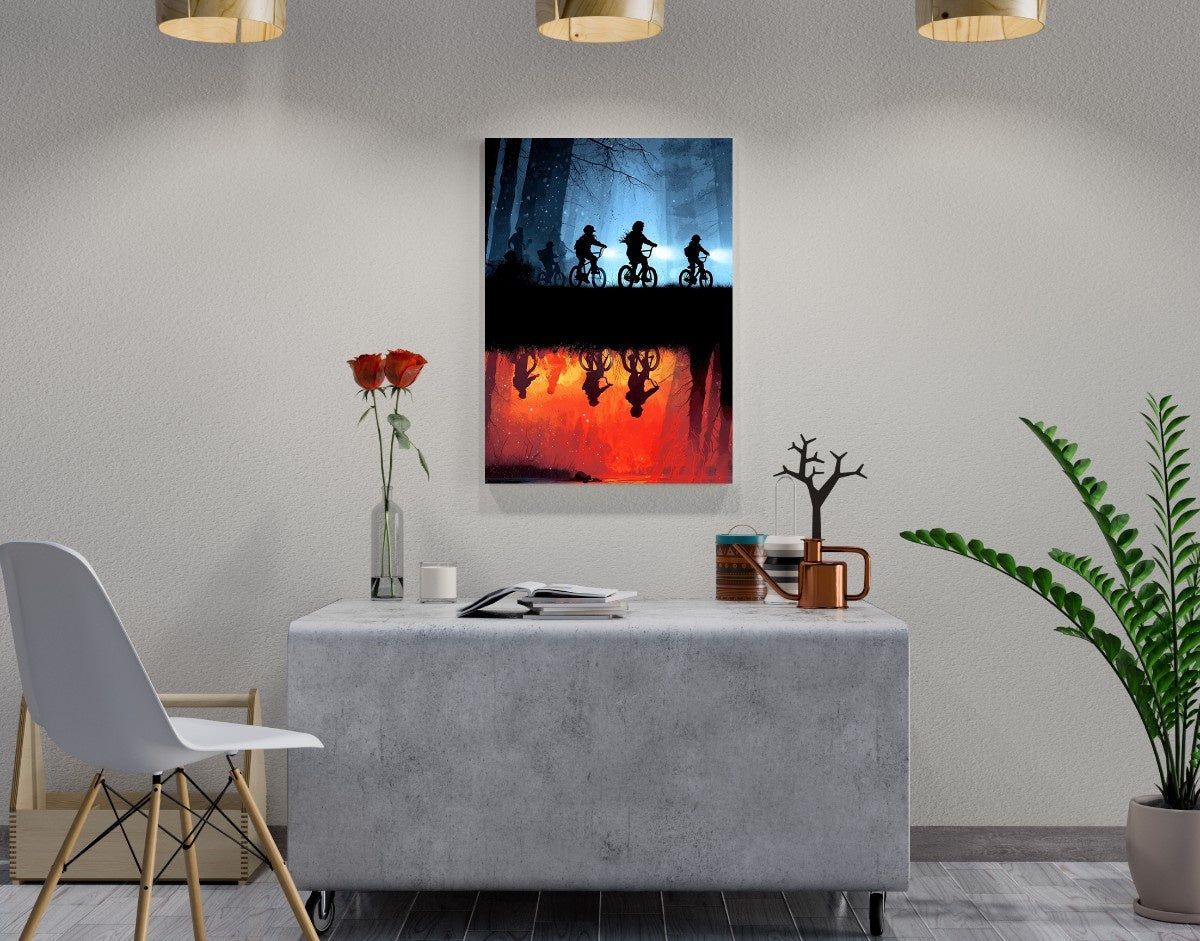 "UPSIDE DOWN - STRANGER THINGS" -Shiny & Sturdy Metallic Poster Art That Pops & Sticks