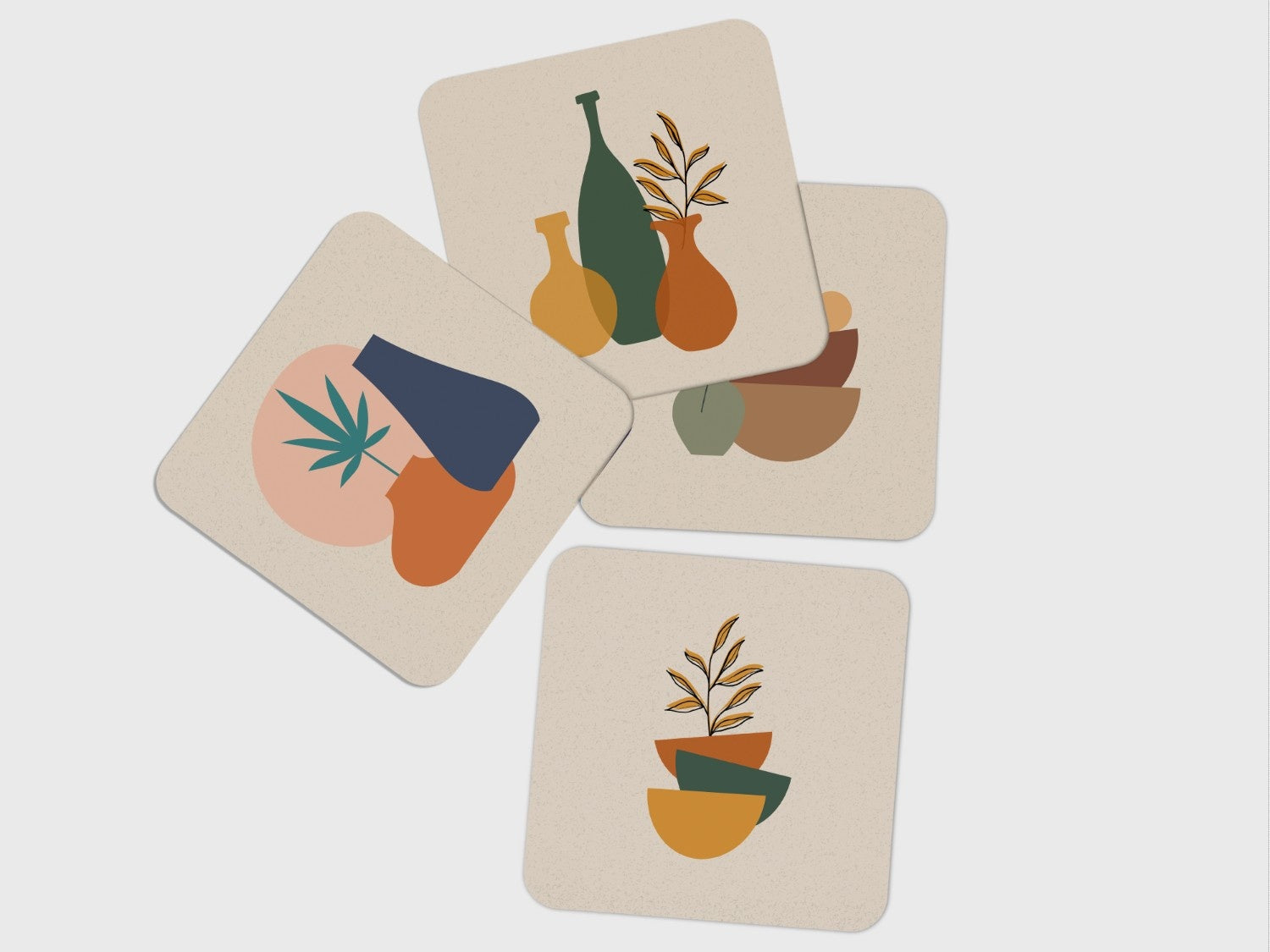 Beige Abstract' Coaster Set of 4