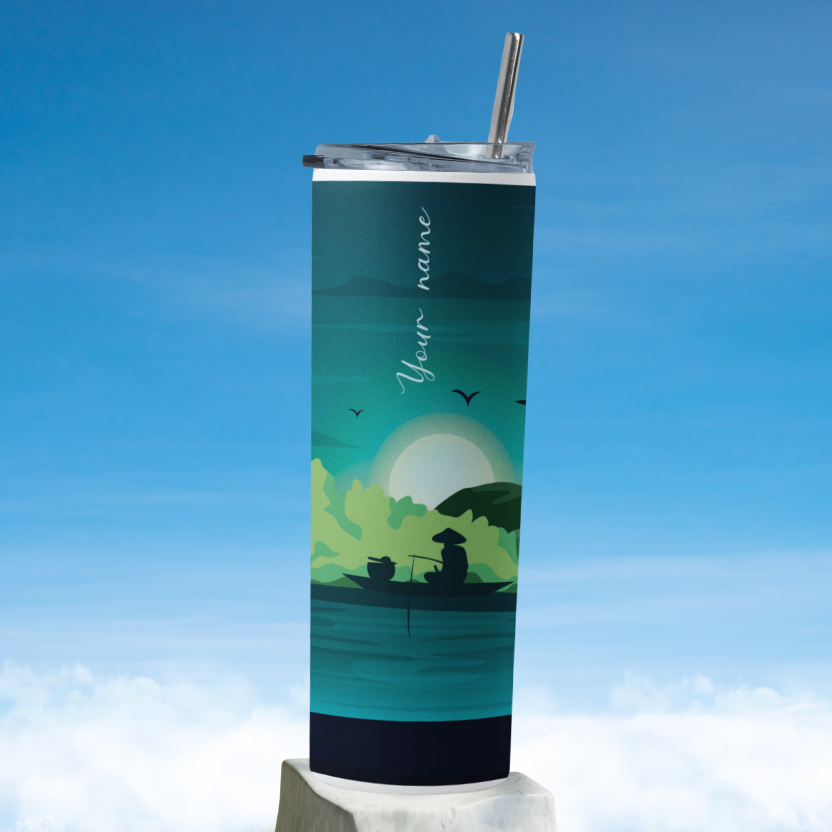 Custom Name 20oz Tumbler – Stainless Steel, Insulated, With Straw