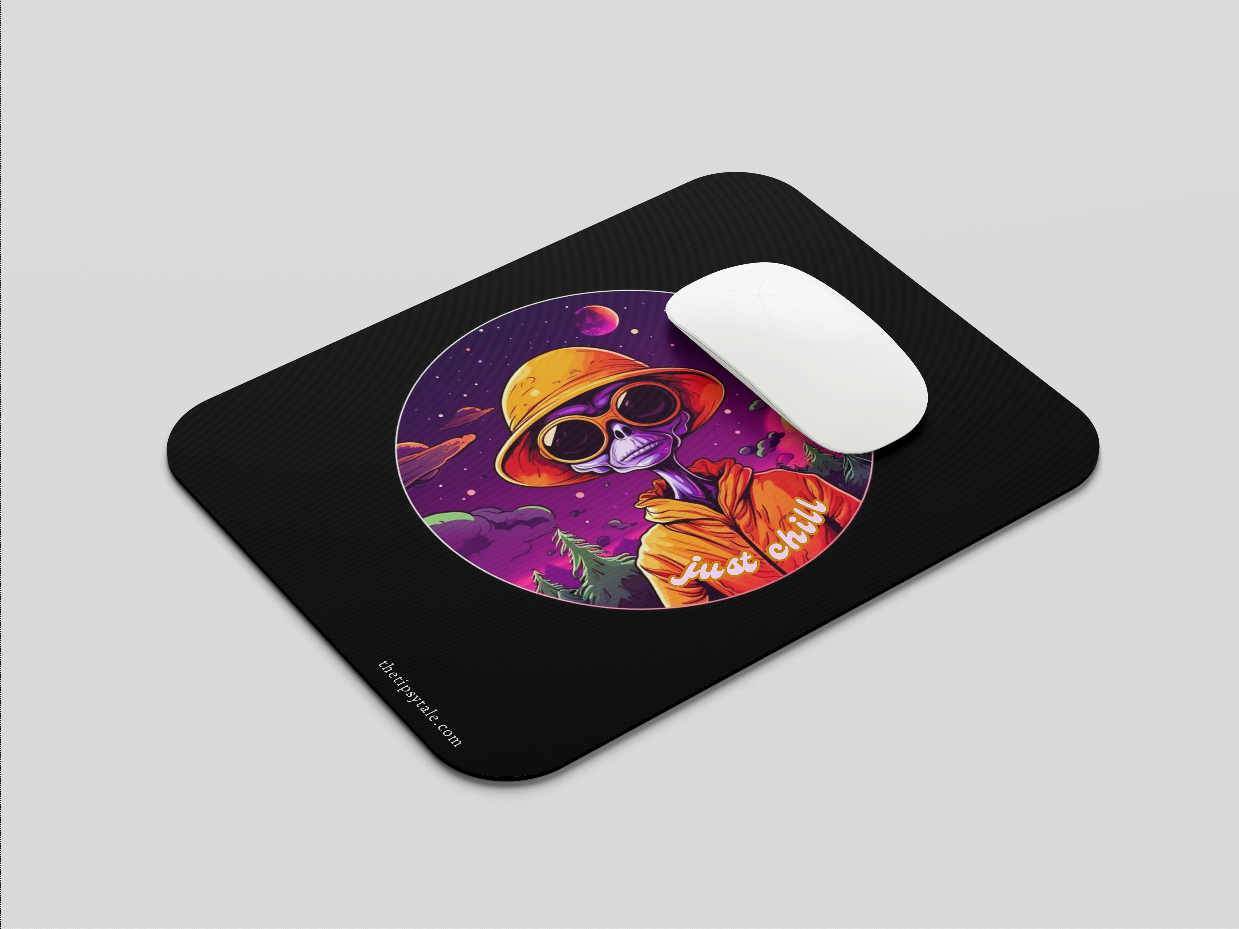 "SKULL MAN: JUST CHILL" Mousepad Enhance Your Workspace with Style