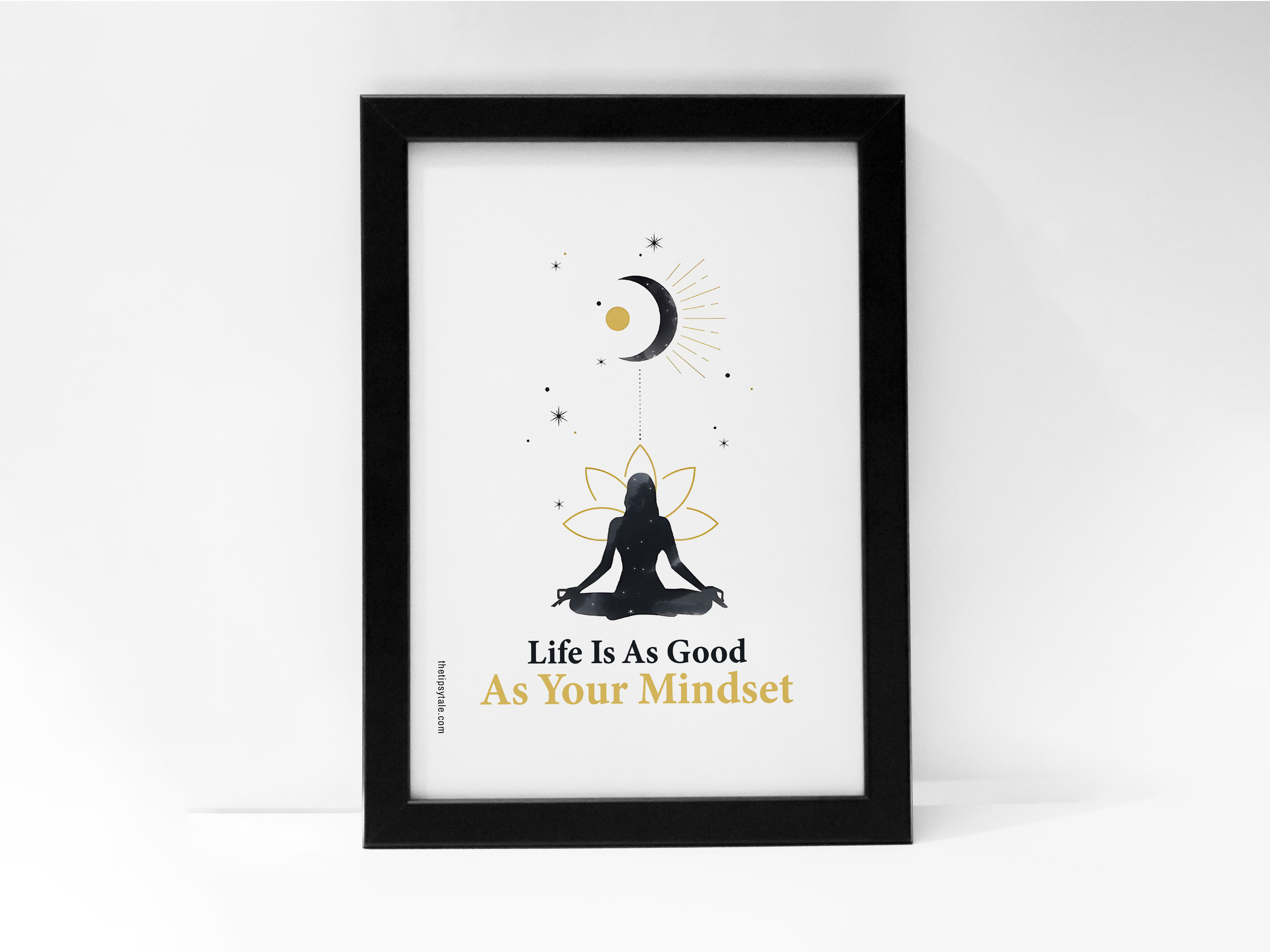 FRAMED "Life is as good as your mindset" Poster – A4 Size - Inspirational Theme