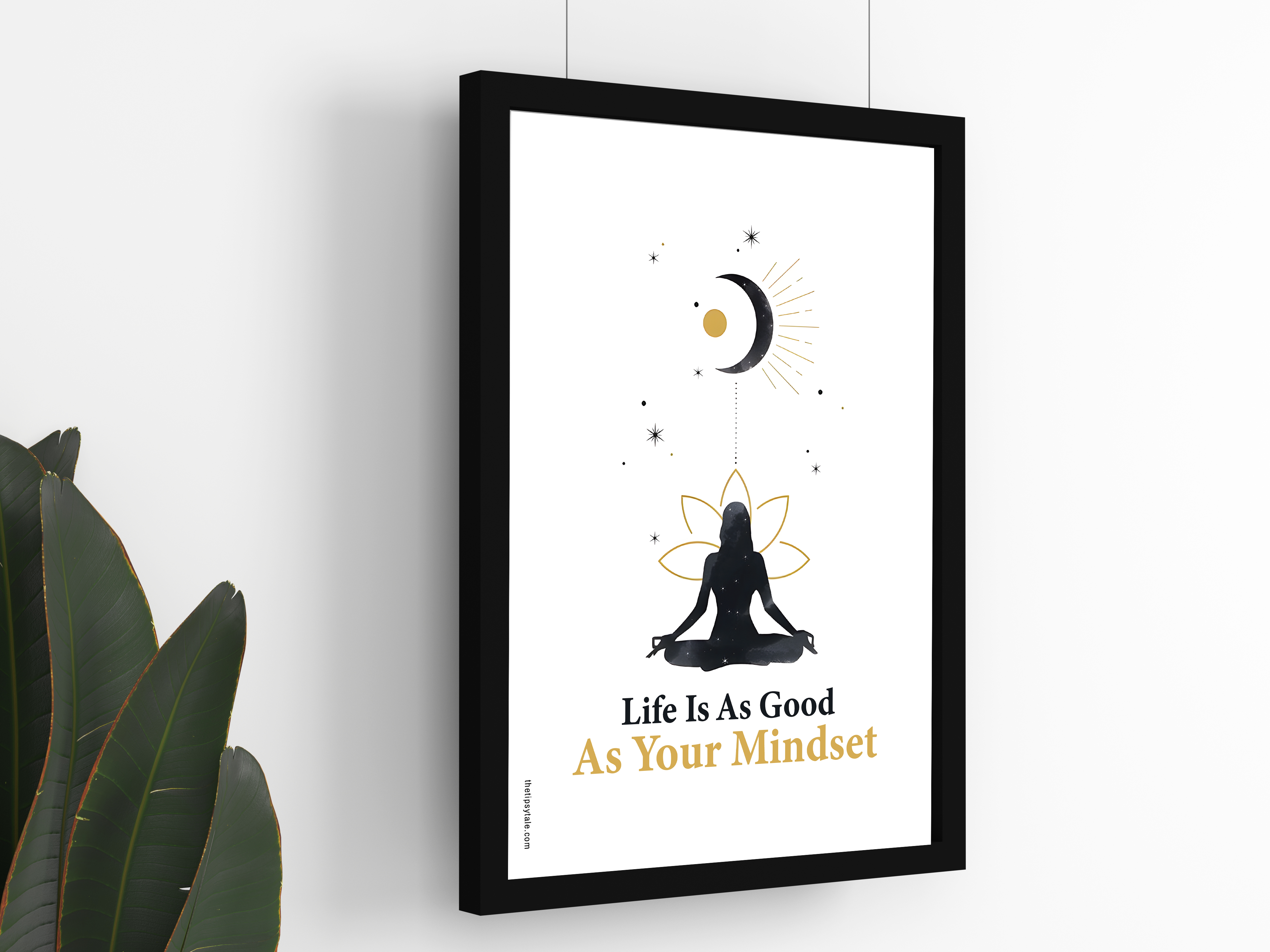 FRAMED "Life is as good as your mindset" Poster – A4 Size - Inspirational Theme
