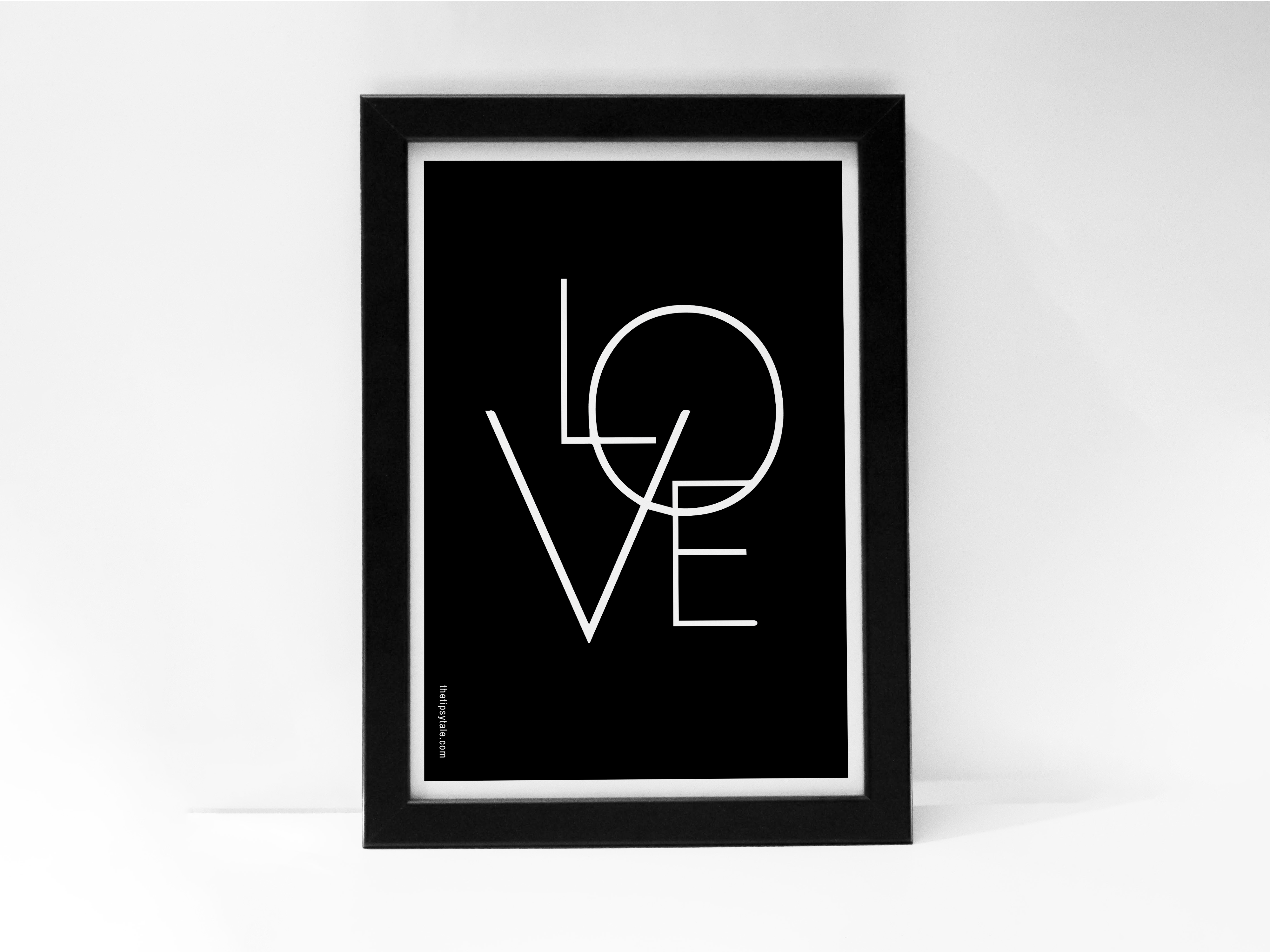 FRAMED "Love" Poster – A4 Size - Black Love Theme