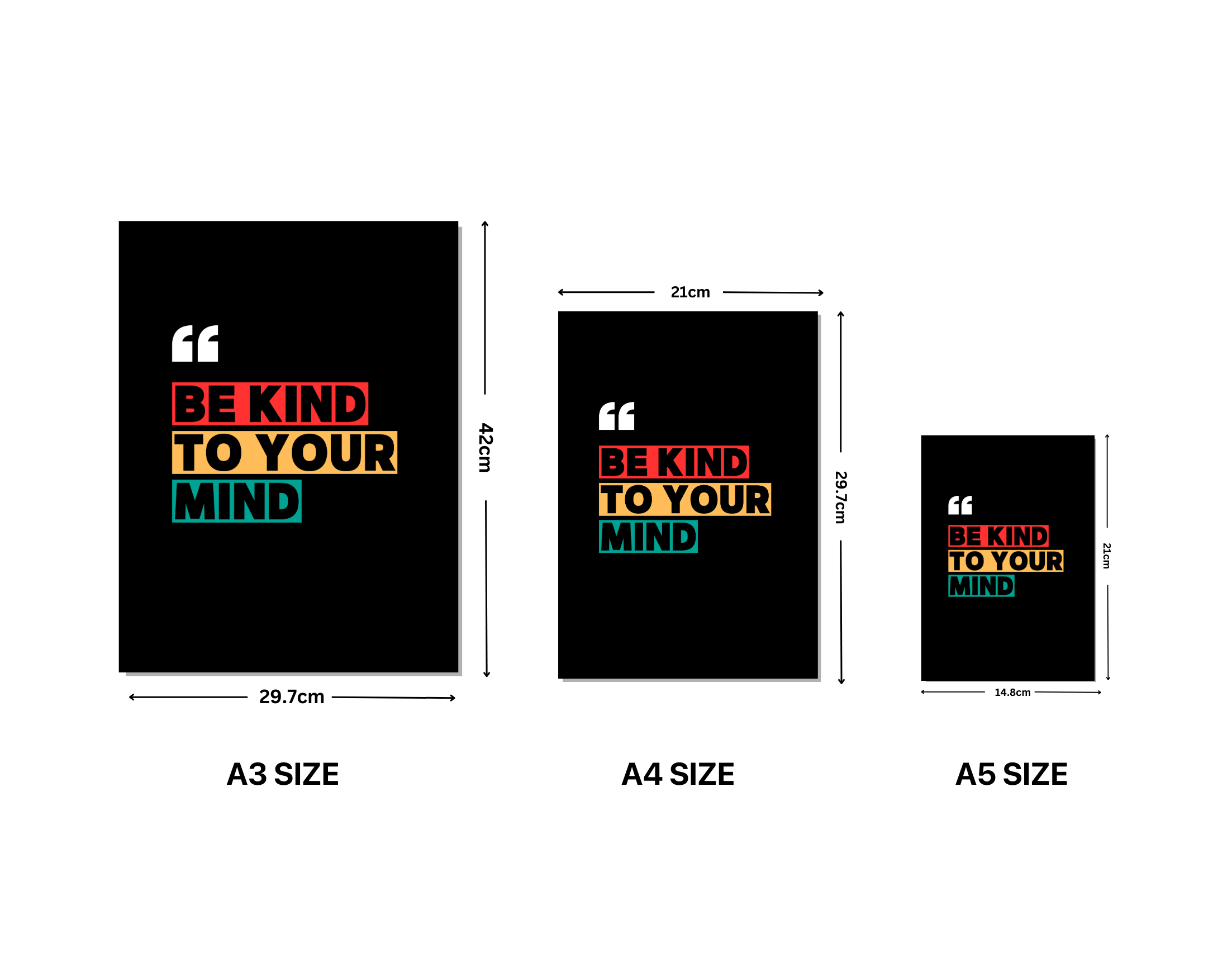 "BE KIND TO YOUR MIND"- Shiny & Sturdy Metallic Poster Art That Pops & Sticks (Literally!)