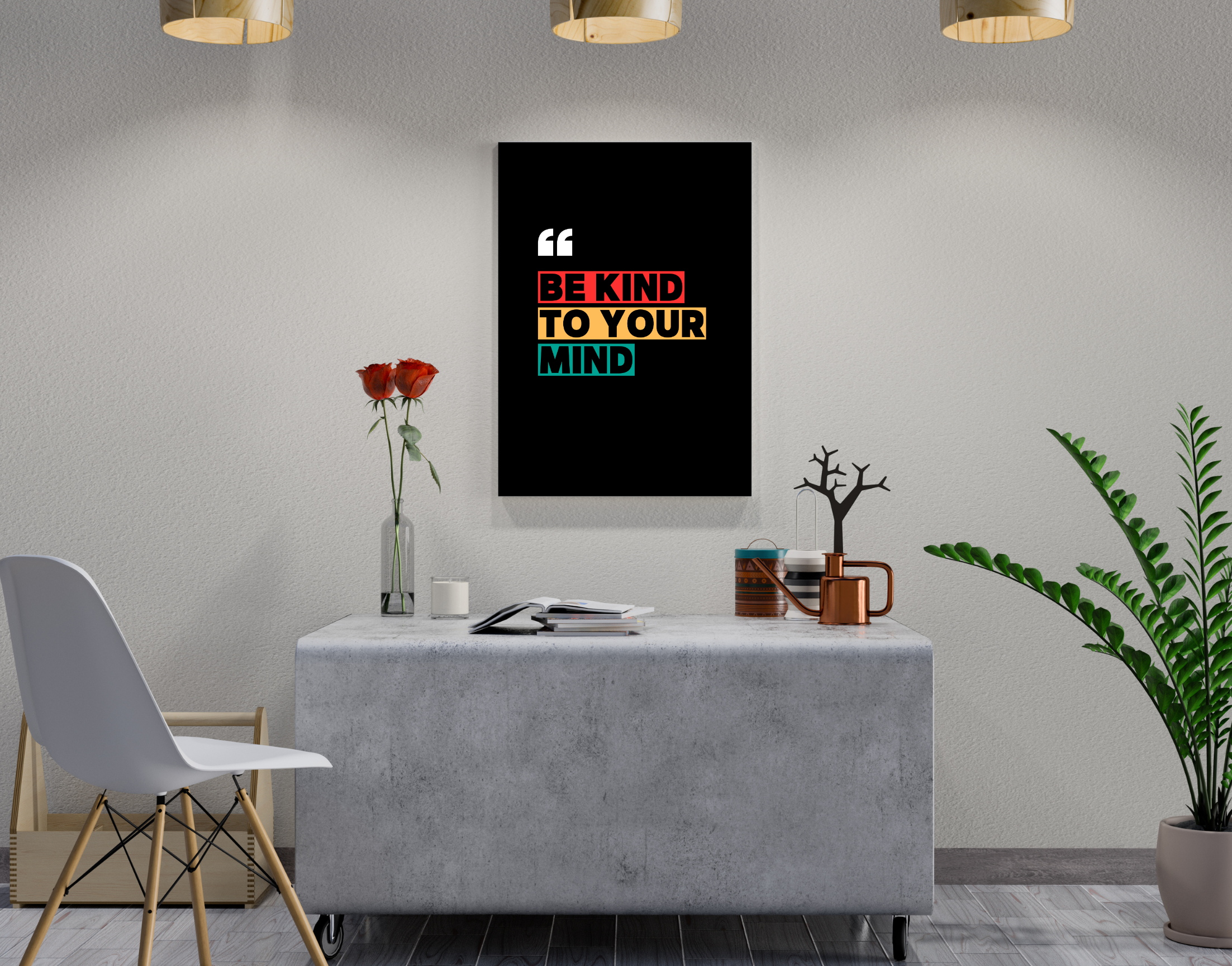 "BE KIND TO YOUR MIND"- Shiny & Sturdy Metallic Poster Art That Pops & Sticks (Literally!)